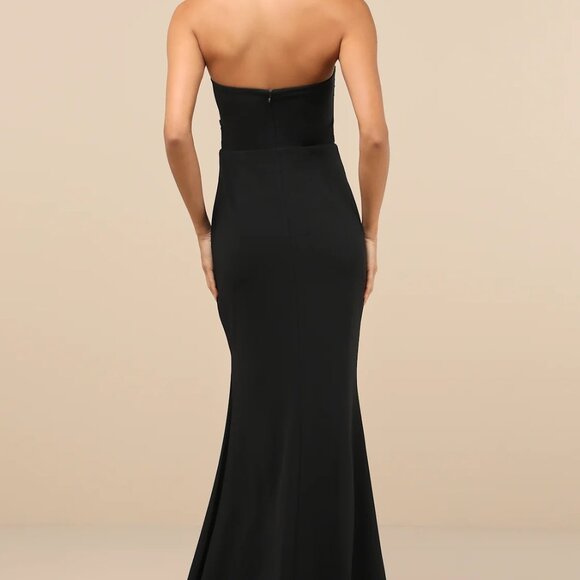 Lulus Elegant Finesse Black Pleated Cutout Maxi Dress - Size M - Picture 2 of 6